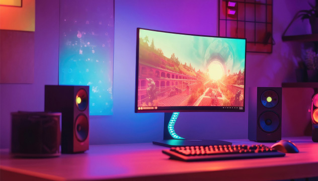 Computer monitor with lights