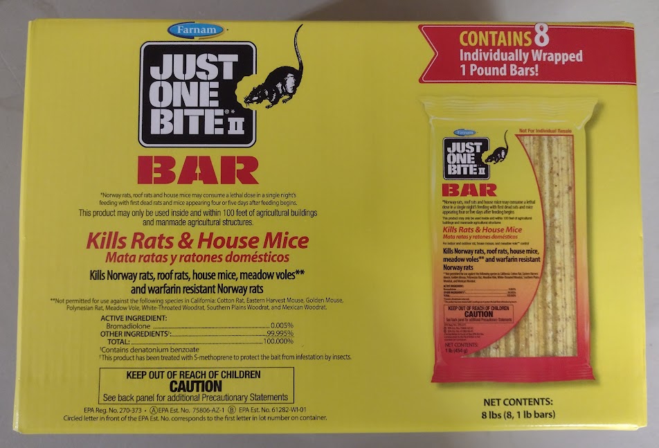 Just One Bite Bar Rat & Mice Killer, 1 lb, Farnam rodenticide