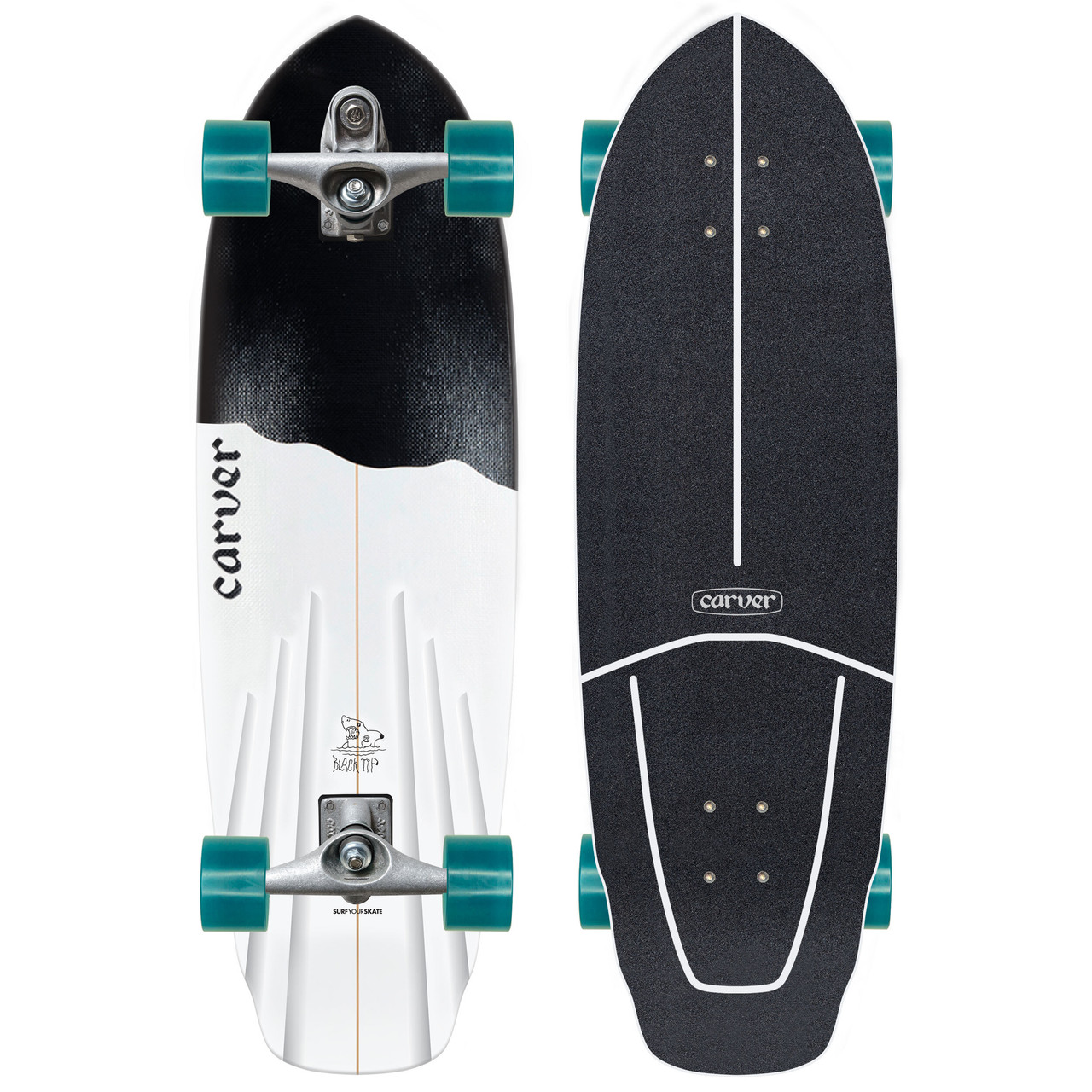 CARVER 32.5 Black Tip Surfskate Complete