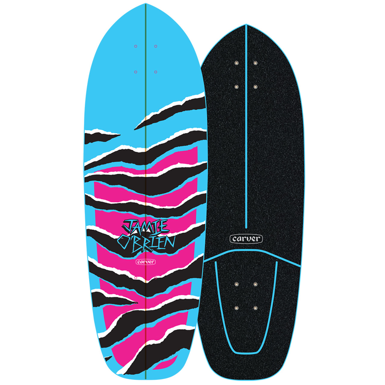 Muskuløs Børns dag klasselærer 31" J.O.B Blue Tiger Surfskate Deck With Grip - Carver Skateboards