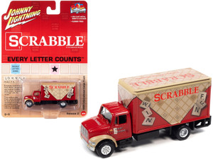 1999 International Cargo Truck Red with Graphics "Scrabble" "Pop Culture" 2022 Release 2 1/64 Dieca F977-JLPC007-JLSP257