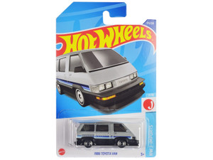 1986 Toyota Van Silver Metallic and Black with Stripes "HW J-Imports" Series Diecast Model Car by H F977-HHF68