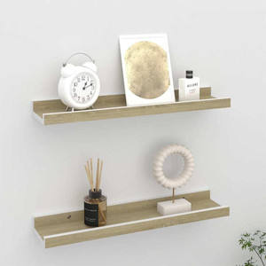 Wall Shelves 2 pcs White and Sonoma Oak 15.7"x3.5"x1.2 A949-326689