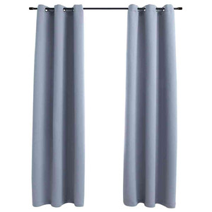 Blackout Curtains with Rings 2 pcs Gray 37"x84" Fabric A949-134847