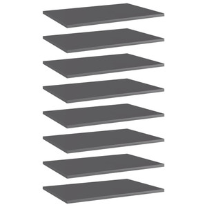 Bookshelf Boards 8 pcs High Gloss Gray 23.6"x15.7"x0.6" Engineered Wood A949-805265