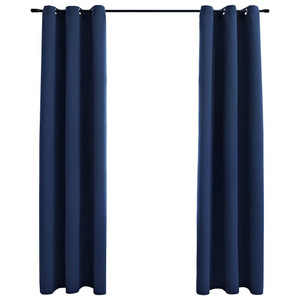 Blackout Curtains with Rings 2 pcs Navy Blue 37"x63" Fabric A949-134858