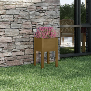 Garden Planter Honey Brown 15.7"x15.7"x27.6" Solid Wood Pine A949-810795