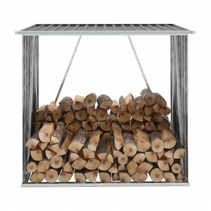 Garden Log Storage Shed Galvanized Steel 64.2"x32.7"x60.6" Anthracite A949-47091
