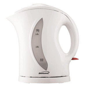 Brentwood 1.7 Liter Cordless Plastic Tea Kettle in White D970-KT-1617