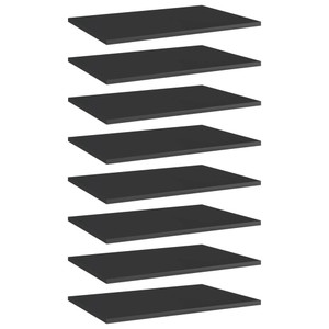 Bookshelf Boards 8 pcs High Gloss Black 23.6"x15.7"x0.6" Engineered Wood A949-805263