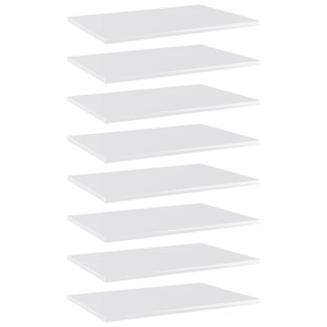 Bookshelf Boards 8 pcs High Gloss White 23.6"x15.7"x0.6" Engineered Wood A949-805261