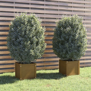 Garden Planters 2 pcs Honey Brown 15.7"x15.7"x15.7" Solid Wood Pine A949-810541