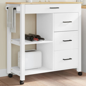 Kitchen Trolley MONZA 33.1"x15.7"x34.8" Solid Wood Pine A949-376117