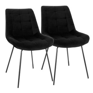 Elama 2 Piece Tufted Chair in Black with Metal Legs D970-ELM-799-18-BLACK