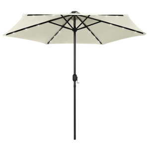 Garden Parasol with LED Lights and Aluminum Pole 106.3" Sand White A949-47353