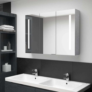 LED Bathroom Mirror Cabinet Concrete Gray 35"x5.5"x24.4 A949-326525
