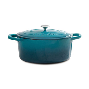 Crock Pot Artisan 5 Quart Round Enameled Cast Iron Dutch Oven in Teal Ombre D970-109470.02