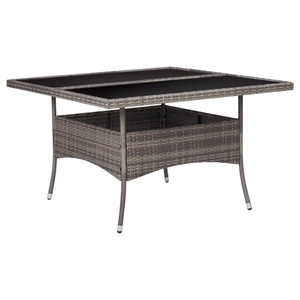 Patio Dining Table Gray Poly Rattan and Glass A949-46190