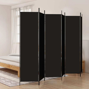 6-Panel Room Divider Black 118.1"x78.7" Fabric A949-350193