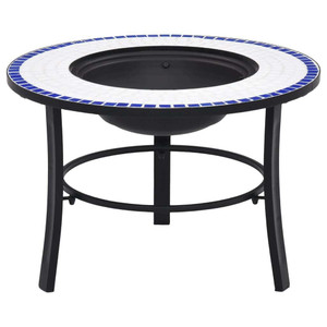 Mosaic Fire Pit Blue and White 26.8" Ceramic A949-46720