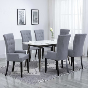 Dining Chairs with Armrests 6 pcs Light Gray Fabric A949-276907