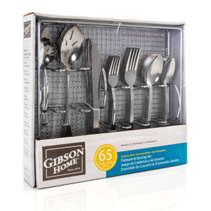 Gibson Home South Bay 65 Piece Stainless Steel Flatware Service Set with Wire Caddy D970-111958.65