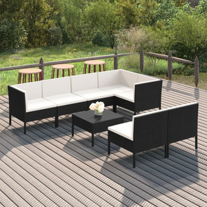8 Piece Patio Lounge Set with Cushions Poly Rattan Brown A949-3094392