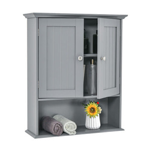 Wall Mount Bathroom Cabinet Storage Organizer with Doors and Shelves-Gray - Color: Gray D681-HW66689GR
