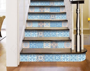 4" X 4" Ocean Blue Mosaic Peel And Stick Removable Tiles N270-390803