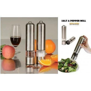 You and Me Salt or Pepper Mills With Electric Dispenser In Stainless Steel F369-435791272