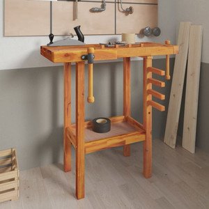  Workbench with Vices 36.2"x18.9"x32.7" Solid Wood Acacia A949-153319
