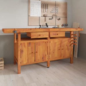  Workbench with Drawers and Vices 75.6"x24.4"x32.7" Solid Wood Acacia A949-153326