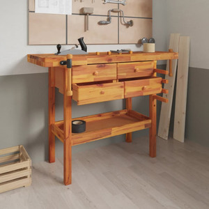  Workbench with Drawers and Vices 48.8"x20.5"x32.7" Solid Wood Acacia A949-153322