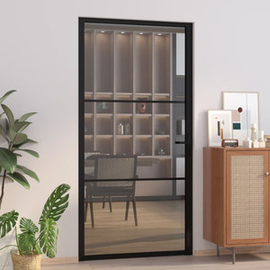  Interior Door 40.4"x79.3" Black ESG Glass and Aluminum A949-350563