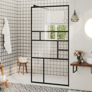  Walk-in Shower Wall with Clear ESG Glass 31.5"x76.8" Black A949-150752