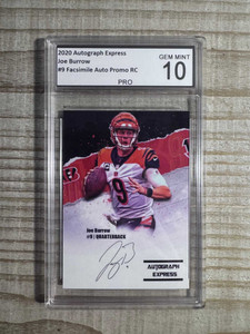 Joe Burrow 2020 # 9 Rookie Autograph Express Facsimile Auto Promo Card - Graded PRO Gem Mint 10 X584-VTWecgeQMr0J