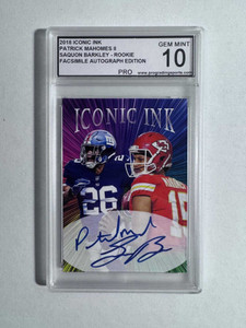 Patrick Mahomes II & Saquon Barkley 2018 Iconic Ink Facsimile Autograph Edition Football Card - Sup X584-oVYamb1vYvEj