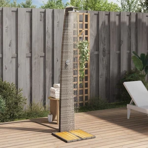  Outdoor Shower Gray 21.7"x23.6"x88.2" Poly Rattan and Acacia Wood A949-368210