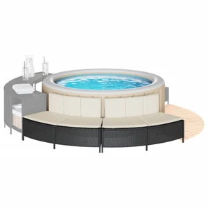  Hot Tub Benches with Cushions 2 pcs Black Poly Rattan A949-365618