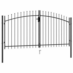  Fence Gate Double Door with Spike Top Steel 9.8'x4.9'Black A949-146028