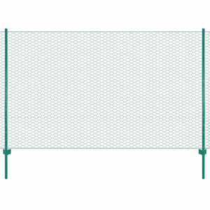  Wire Mesh Fence with Posts Steel 82'x4.9'Green A949-144616