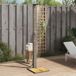  Outdoor Shower Gray 19.7"x21.7"x88.2" Poly Rattan and Acacia Wood A949-368207