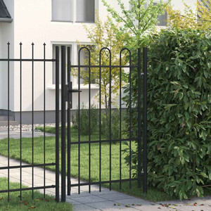  Fence Gate Single Door with Arched Top Steel 39.4"x59.1" Black A949-146031