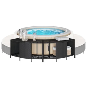  Storage Shelves for Hot Tub 2 pcs Black Poly Rattan A949-365620