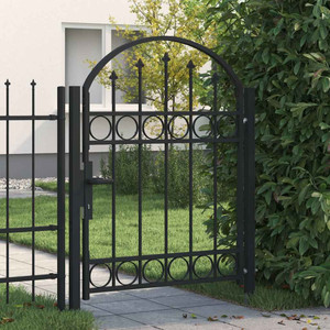 Fence Gate with Arched Top Steel 40.9" x 49.2" Black A949-143085