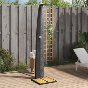  Outdoor Shower Black 21.7"x23.6"x88.2" Poly Rattan and Acacia Wood A949-368209