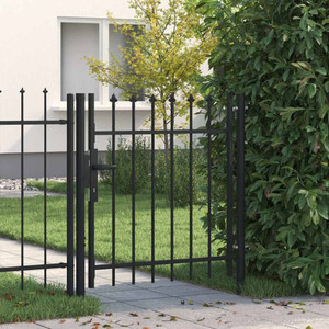  Fence Gate Single Door with Spike Top Steel 39.4"x39.4" Black A949-146032