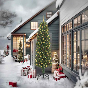  Artificial Christmas Tree with 300 LEDs Green 94.49 in A949-3394966
