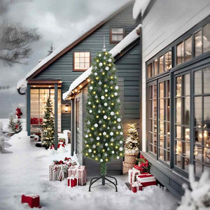  Artificial Christmas Tree with 300 LEDs Green 94.49 in A949-3394968