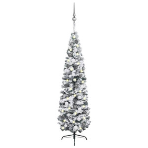 Slim Artificial Pre-lit Christmas Tree with Ball Set Green 70.9 A949-3077905